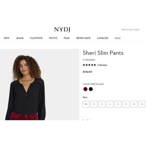 NYDJ Sheri Slim NWT Volcanic Glass Gray Corduroy Pants Size 12 - Picture 6 of 7